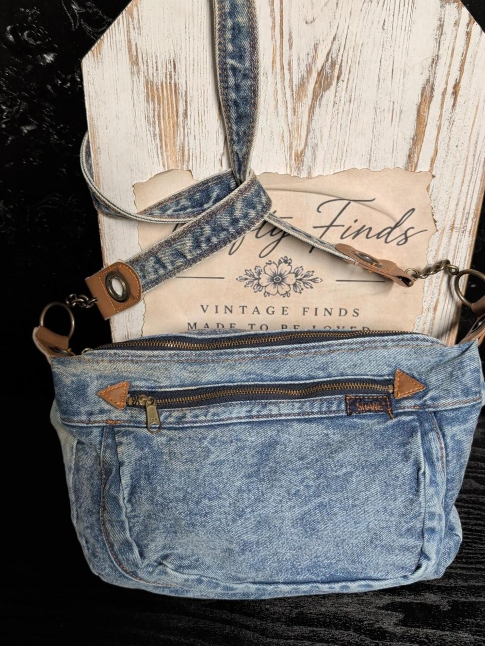Vintage 80s/90s Shane Acid Wash Denim Crossbody Bag